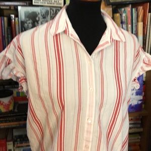 Madewell Striped Ruffle Sleeve Woven Button Down